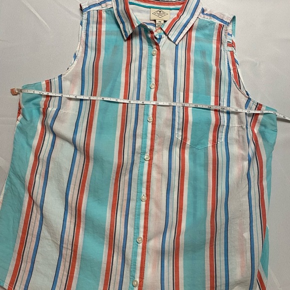 Striped Pattern Blouse Sleeveless St Johns Bay, Size PM - Picture 7 of 10